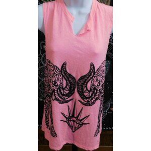 Wound Up Bohemian Sparkly Black And Pink Elephant Top